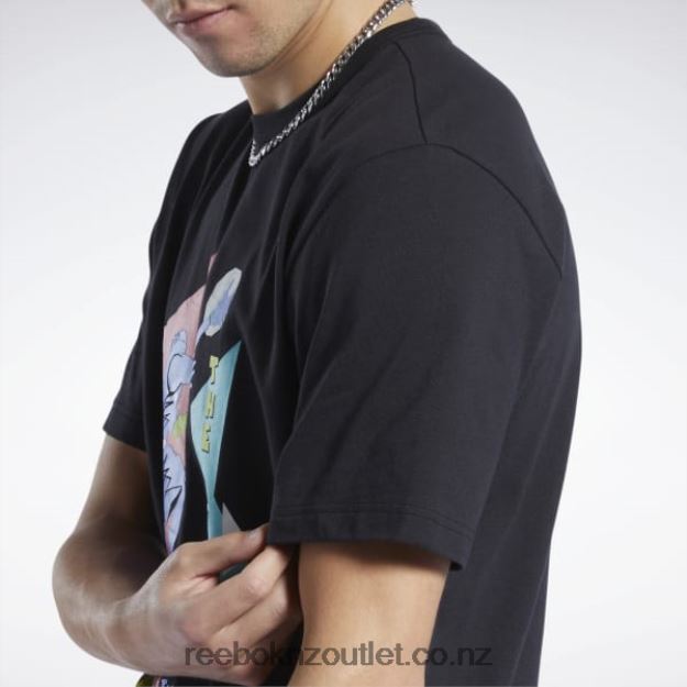 Black 2B46261265 Iverson Layup Short Sleeve T-Shirt Reebok Men