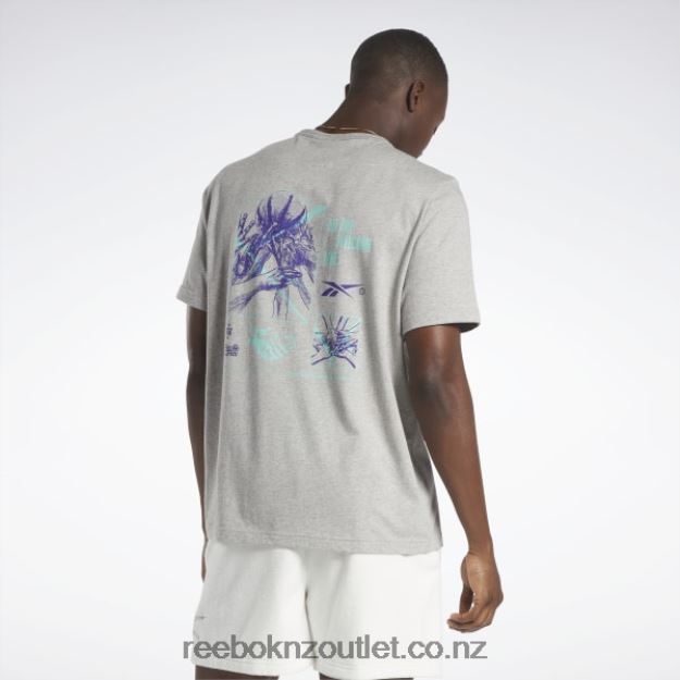 Medium Grey Heather 2B46261327 Basketball Court Top T-Shirt Reebok Men