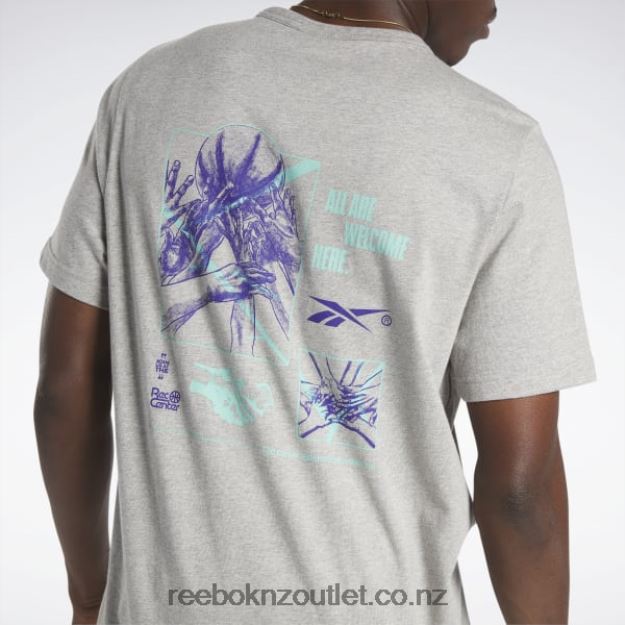 Medium Grey Heather 2B46261327 Basketball Court Top T-Shirt Reebok Men