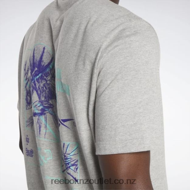 Medium Grey Heather 2B46261327 Basketball Court Top T-Shirt Reebok Men