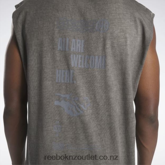 Black 2B46261326 Basketball Court Top Bi-Dye Tank Top Reebok Men