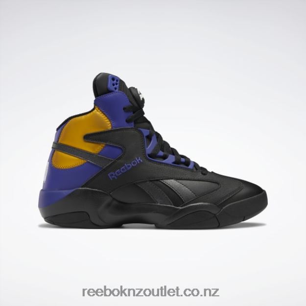 Core Black/Bold Purple/Collegiate Gold 2B46261034 Shaq Attaq Basketball Shoes Reebok Men