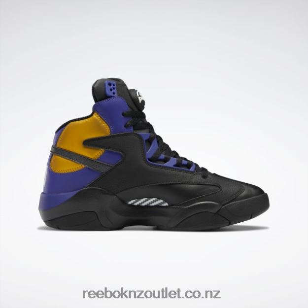 Core Black/Bold Purple/Collegiate Gold 2B46261034 Shaq Attaq Basketball Shoes Reebok Men
