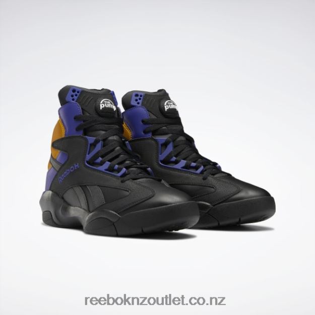 Core Black/Bold Purple/Collegiate Gold 2B46261034 Shaq Attaq Basketball Shoes Reebok Men