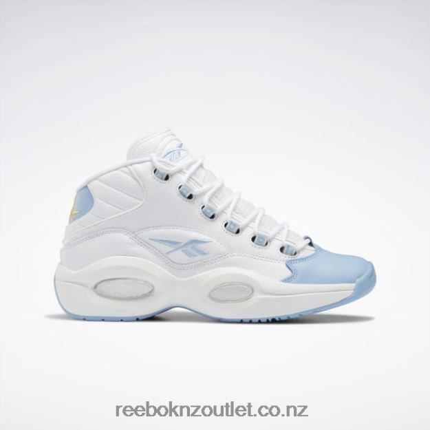 Ftwr White/Fluid Blue/Toxic Yellow 2B46261028 Question Mid Basketball Shoes Reebok Men
