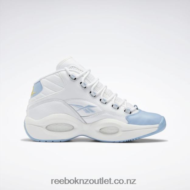 Ftwr White/Fluid Blue/Toxic Yellow 2B46261028 Question Mid Basketball Shoes Reebok Men