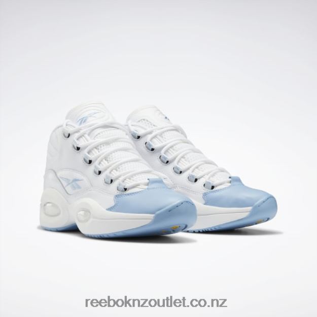 Ftwr White/Fluid Blue/Toxic Yellow 2B46261028 Question Mid Basketball Shoes Reebok Men