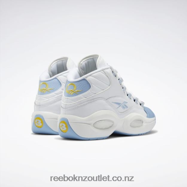 Ftwr White/Fluid Blue/Toxic Yellow 2B46261028 Question Mid Basketball Shoes Reebok Men