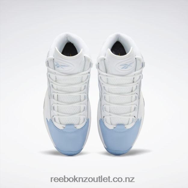 Ftwr White/Fluid Blue/Toxic Yellow 2B46261028 Question Mid Basketball Shoes Reebok Men