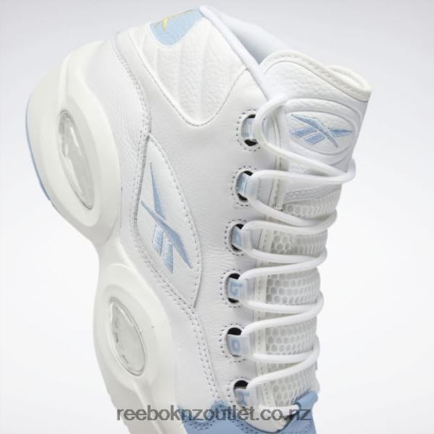 Ftwr White/Fluid Blue/Toxic Yellow 2B46261028 Question Mid Basketball Shoes Reebok Men