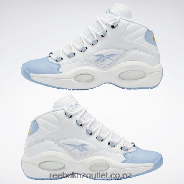 Ftwr White/Fluid Blue/Toxic Yellow 2B46261028 Question Mid Basketball Shoes Reebok Men