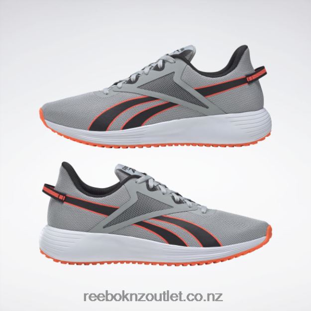 Pure Grey 3/Core Black/Orange Flare 2B46261340 Lite Plus 3 Men\'s Running Shoes Reebok