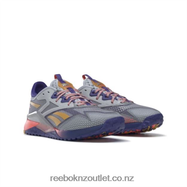 Pure Grey 3/Bold Purple/Orange Flare 2B46261122 Nano X2 TR Adventure Men\'s Training Shoes Reebok