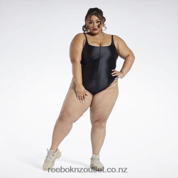 Black 2B4626381 Cardi B Bodysuit (Plus Size) Reebok Women