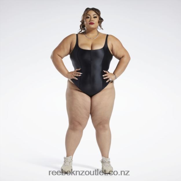 Black 2B4626381 Cardi B Bodysuit (Plus Size) Reebok Women