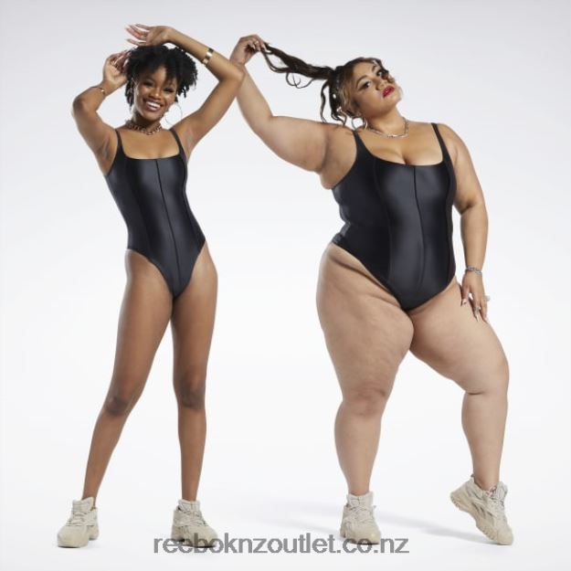 Black 2B4626381 Cardi B Bodysuit (Plus Size) Reebok Women