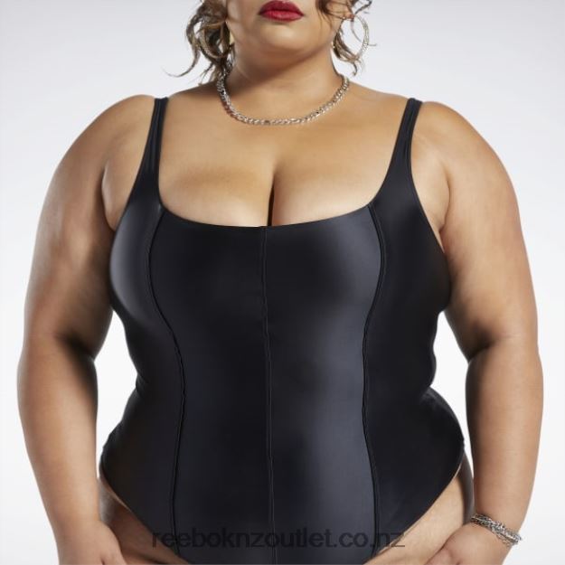 Black 2B4626381 Cardi B Bodysuit (Plus Size) Reebok Women