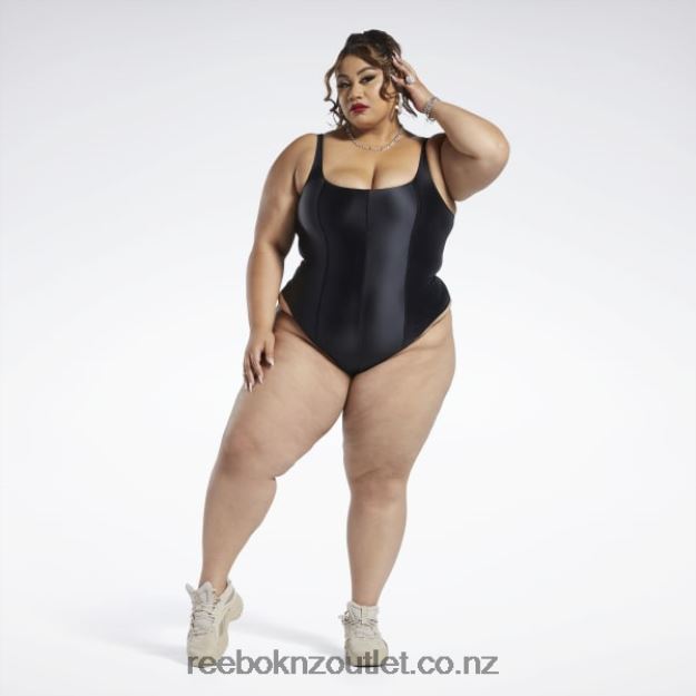 Black 2B4626381 Cardi B Bodysuit (Plus Size) Reebok Women