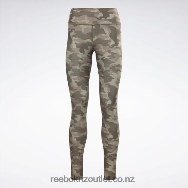 Army Green 2B4626642 Lux Bold Camo Print Tights Reebok Women