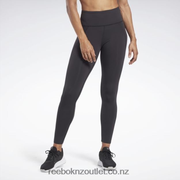 Black 2B4626100 Lux High-Waisted Tights Reebok Women