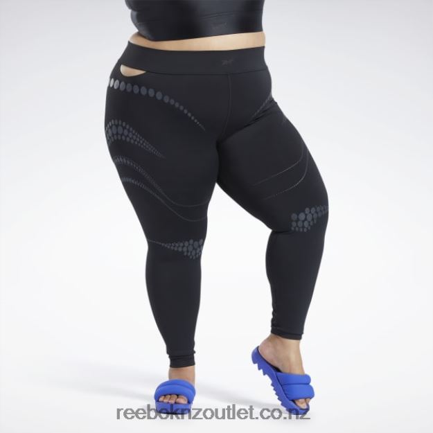 Black 2B4626218 Cardi B Tights (Plus Size) Reebok Women