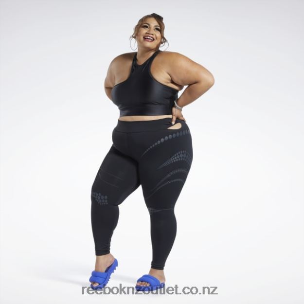 Black 2B4626218 Cardi B Tights (Plus Size) Reebok Women