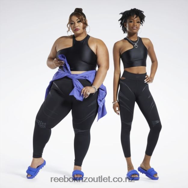Black 2B4626218 Cardi B Tights (Plus Size) Reebok Women