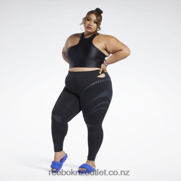 Black 2B4626218 Cardi B Tights (Plus Size) Reebok Women