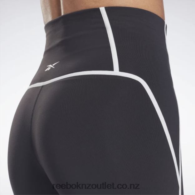 Black 2B4626230 Lux High-Waisted Colorblock Tights Reebok Women