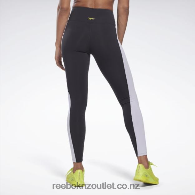 Black 2B4626353 Lux High-Waisted Colorblock Tights Reebok Women