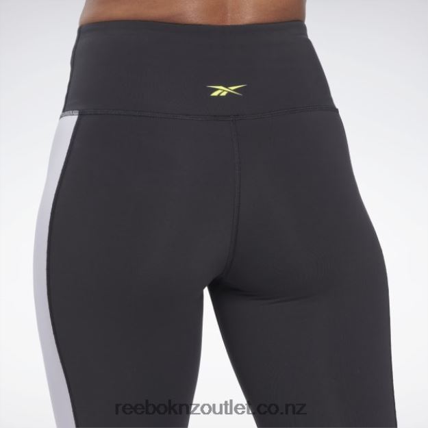 Black 2B4626353 Lux High-Waisted Colorblock Tights Reebok Women