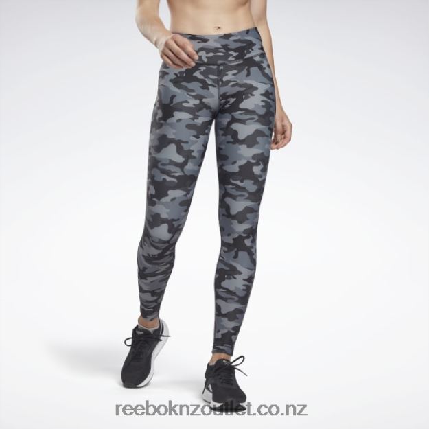 Black 2B4626433 Lux Bold Camo Print Tights Reebok Women