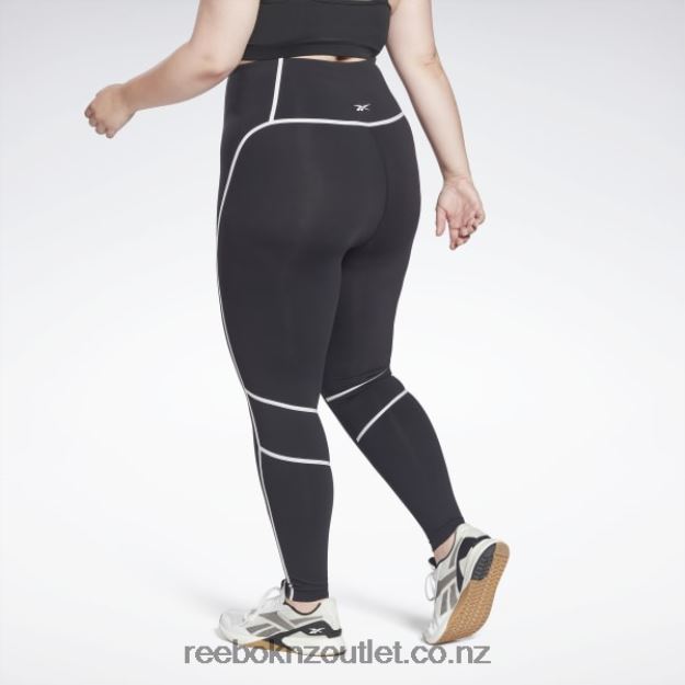 Black 2B4626636 Lux High-Waisted Colorblock Tights (Plus Size) Reebok Women