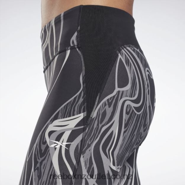 Black 2B4626852 Lux Perform Mid-Rise Nature Grown Tights Reebok Women