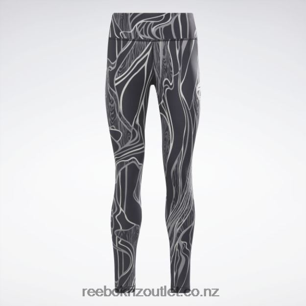 Black 2B4626852 Lux Perform Mid-Rise Nature Grown Tights Reebok Women