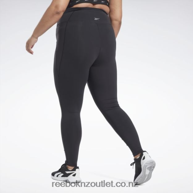 Black 2B4626889 Lux High-Waisted Tights (Plus Size) Reebok Women