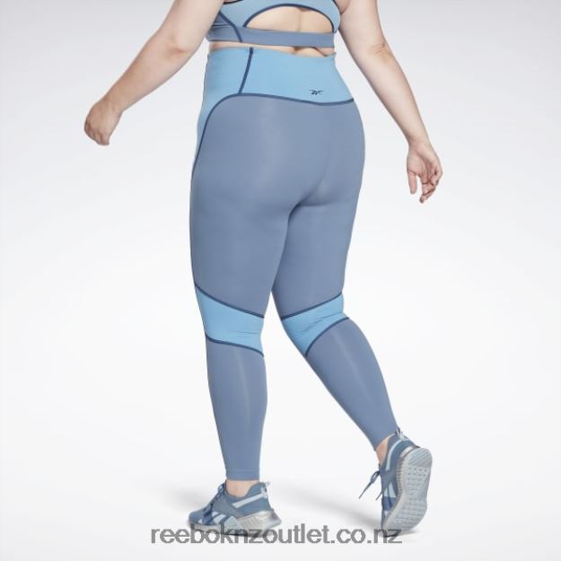Blue Slate 2B4626872 Lux High-Waisted Colorblock Tights (Plus Size) Reebok Women