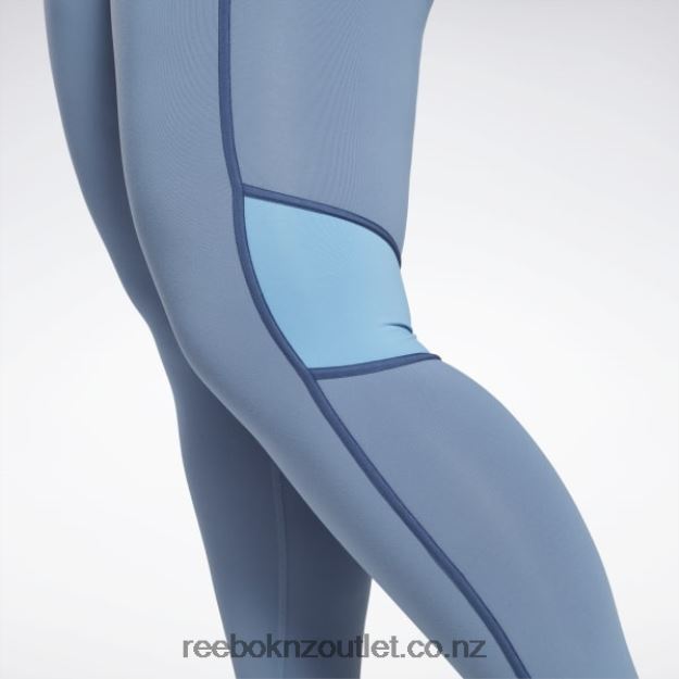 Blue Slate 2B4626872 Lux High-Waisted Colorblock Tights (Plus Size) Reebok Women