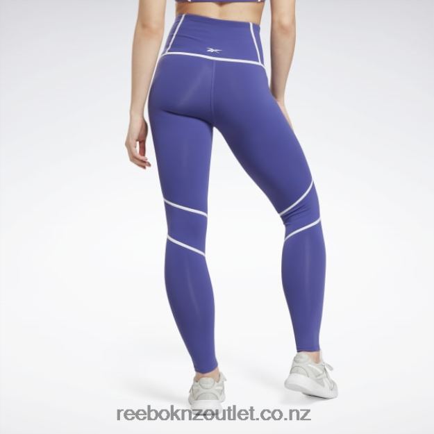 Bold Purple 2B4626430 Lux High-Waisted Colorblock Tights Reebok Women