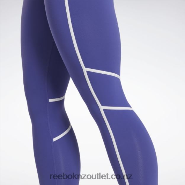 Bold Purple 2B4626430 Lux High-Waisted Colorblock Tights Reebok Women