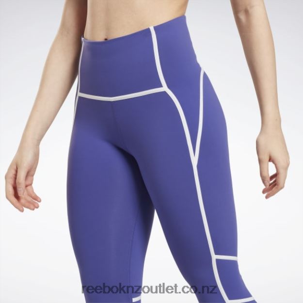 Bold Purple 2B4626430 Lux High-Waisted Colorblock Tights Reebok Women