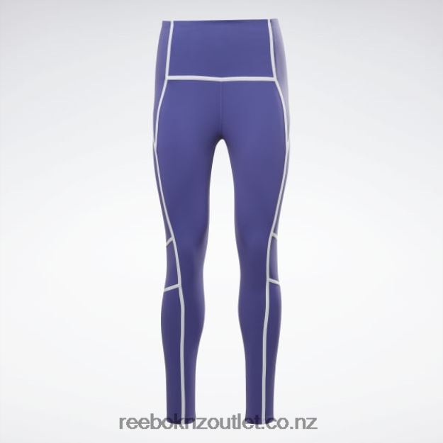 Bold Purple 2B4626430 Lux High-Waisted Colorblock Tights Reebok Women