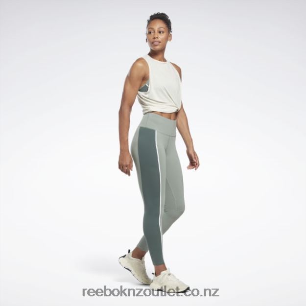 Harmony Green 2B4626525 Lux High-Waisted Colorblock Tights Reebok Women