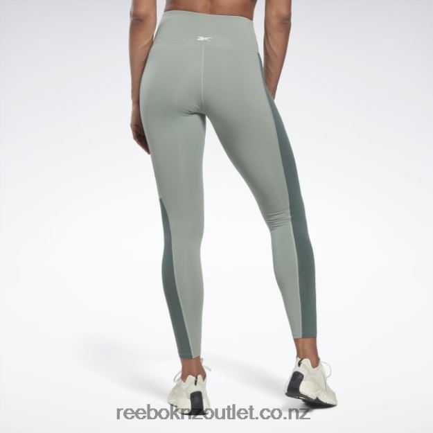 Harmony Green 2B4626525 Lux High-Waisted Colorblock Tights Reebok Women