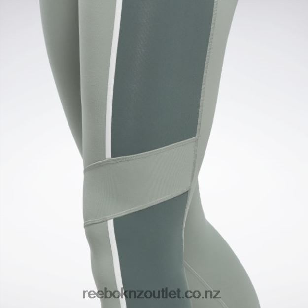 Harmony Green 2B4626525 Lux High-Waisted Colorblock Tights Reebok Women