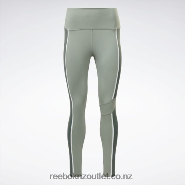 Harmony Green 2B4626525 Lux High-Waisted Colorblock Tights Reebok Women