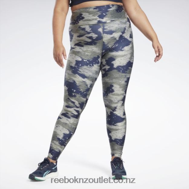 Hunter Green 2B4626561 Workout Ready Camo Print Tights (Plus Size) Reebok Women