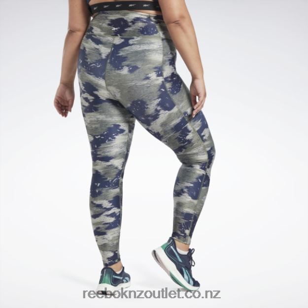 Hunter Green 2B4626561 Workout Ready Camo Print Tights (Plus Size) Reebok Women