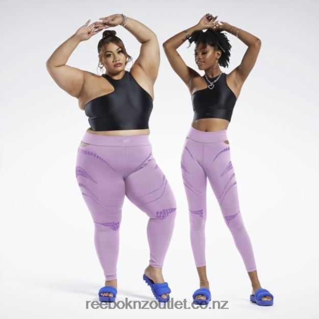 Puzzled Purple 2B4626366 Cardi B Tights (Plus Size) Reebok Women