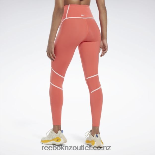 Semi Orange Flare 2B4626347 Lux High-Waisted Colorblock Tights Reebok Women